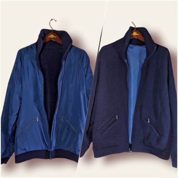 *SOLD*Vintage Reversible Wool Sweater Nylon Wind Breaker TM Athletics XL - Picture 2 of 13